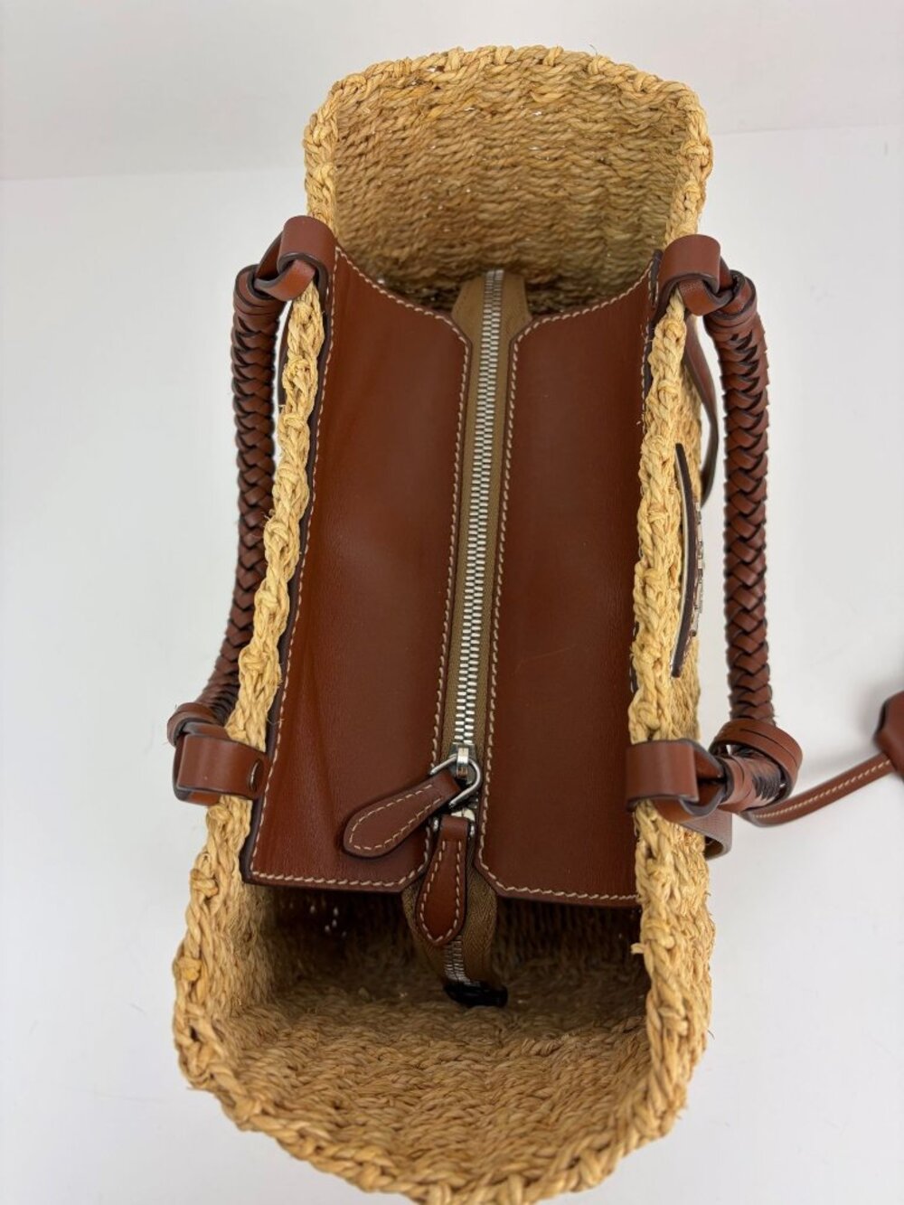 Prada Palmetto Vitello Woven Raffia Naturale Tote Bag - Picture 9 of 13